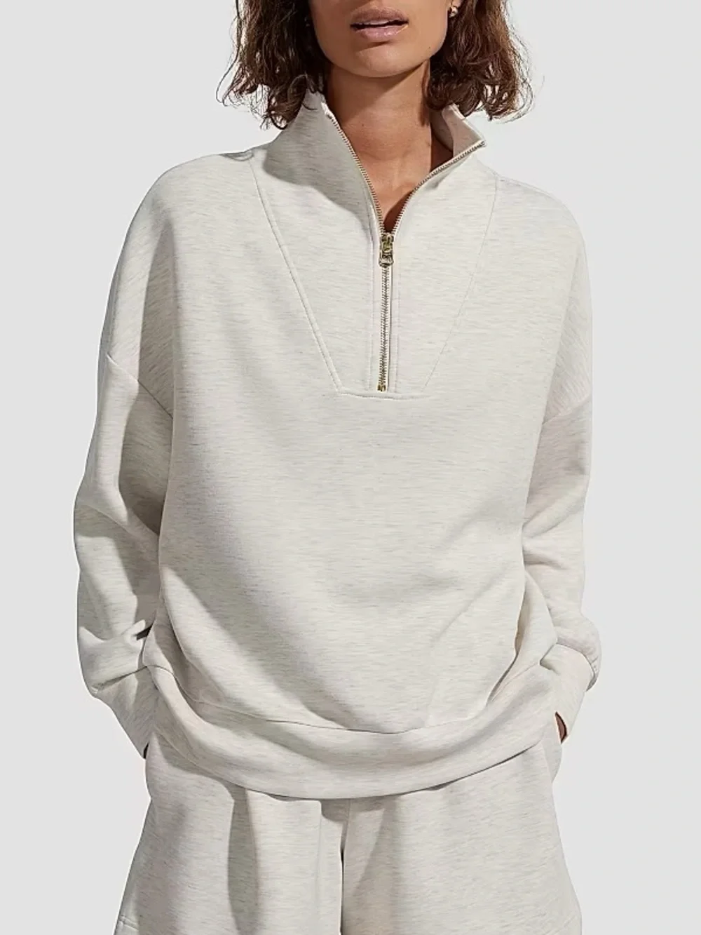 Varley Cream Quarter-Zip Sweater